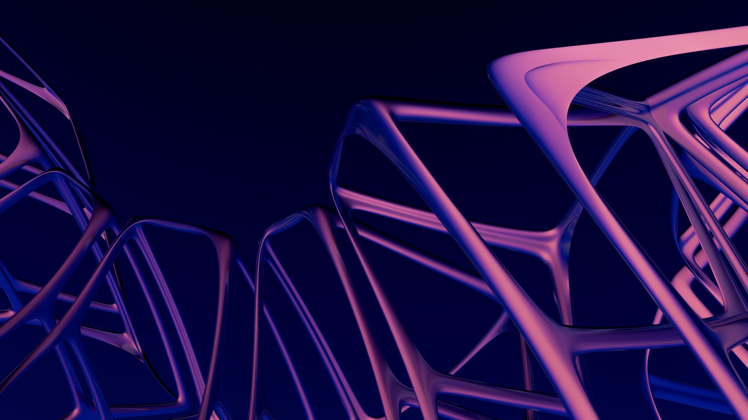 A captivating 3D abstract image with futuristic geometric shapes in purple hues.